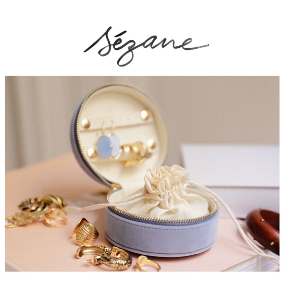 Sezane blue velvet jewelry box